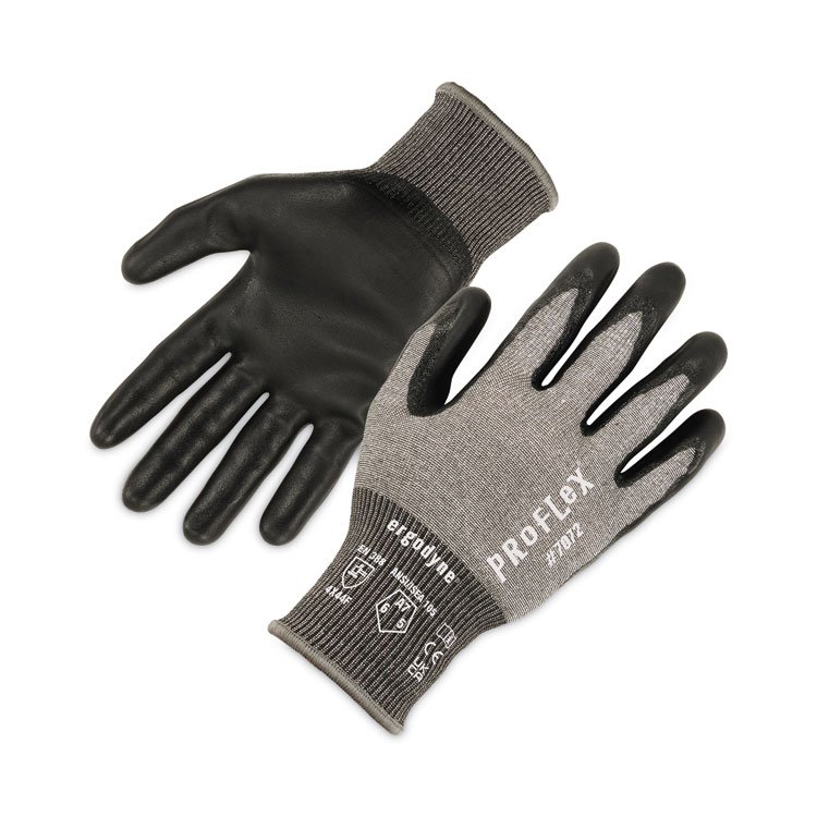 ergodyne ProFlex 7072 ANSI A7 Nitrile-Coated CR Gloves, EN388: 4X44F, 9" Long, Medium, Gray, Pair (EGO10313)