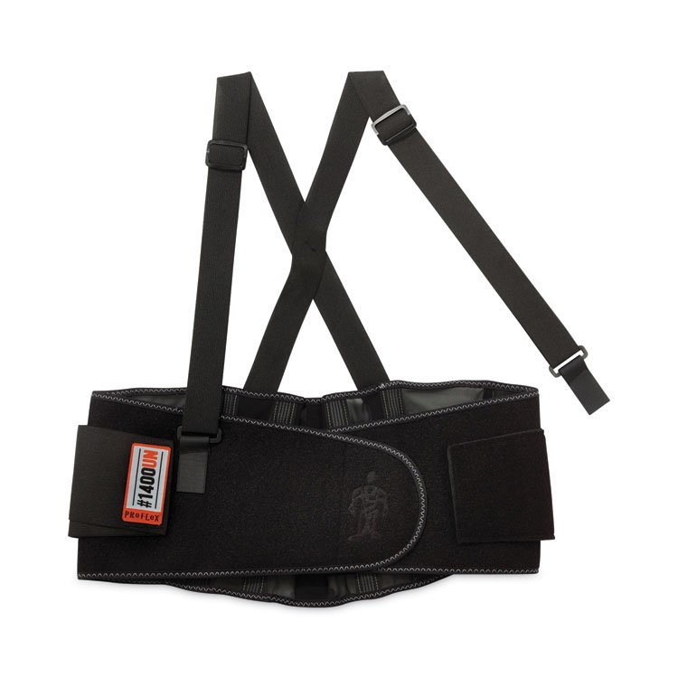 ergodyne ProFlex 1400UN Universal Size Back Support Brace, One Size Fits All, 25" to 58" Waist, Black (EGO11400)