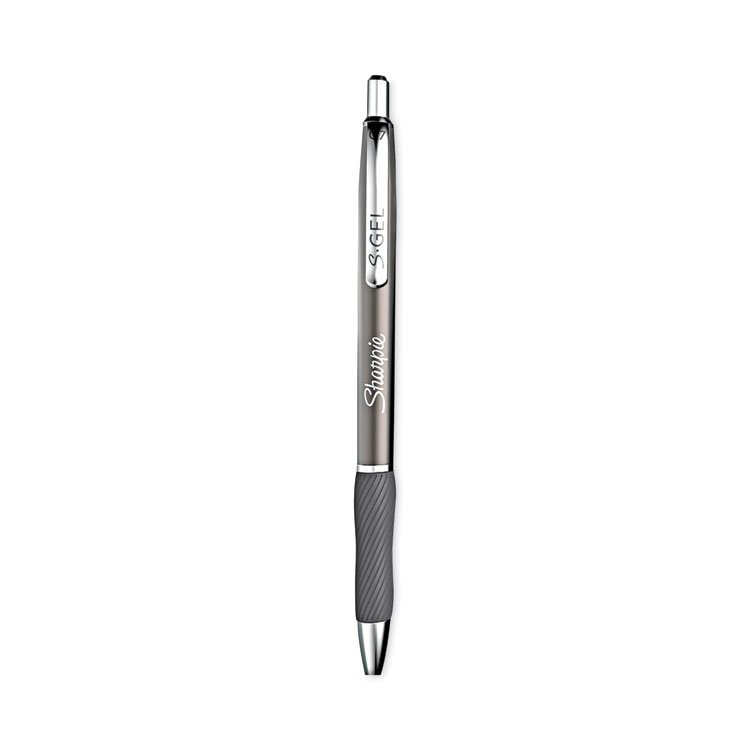 Sharpie S-Gel S-Gel Premium Metal Barrel Gel Pen, Retractable, Medium 0.7 mm, Black Ink, Black Barrel, 2/Pack (SAN2134918)