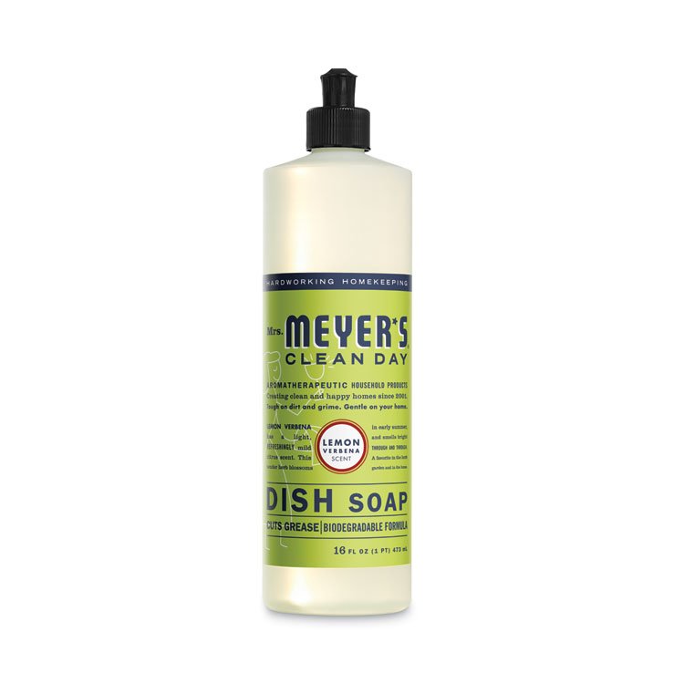 Mrs. Meyer's Dish Soap, Lemon Scent, 16 oz, Bottle, 6/Carton (SJN372575)