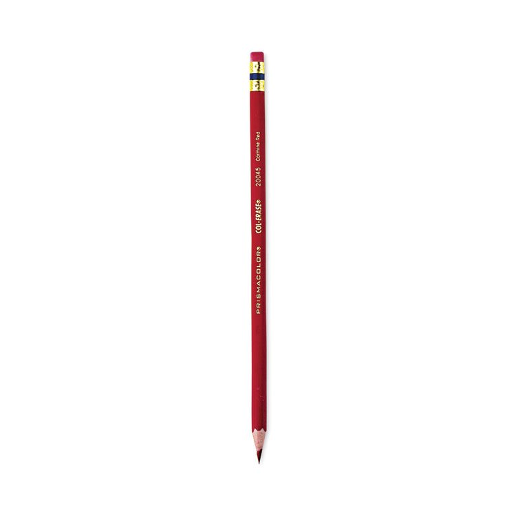 Prismacolor Col-Erase Pencil with Eraser, 0.7 mm, 2B, Carmine Red Lead, Carmine Red Barrel, Dozen (SAN20045)