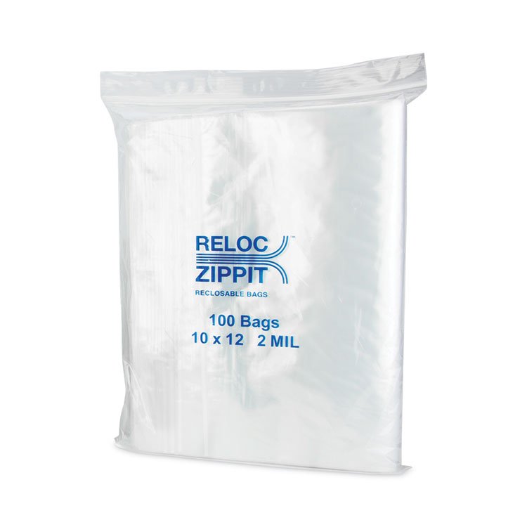 BagCo Zippit Resealable Bags, 2 mil, 10 x 12, Clear, 100 Bags/Pack, 10 Packs/Carton (MGPMGZ2P1012)