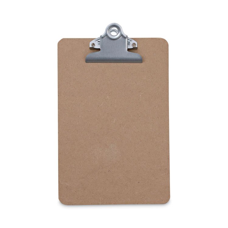 Universal Hardboard Clipboard, 0.75" Clip Capacity, Holds 5 x 8 Sheets, Brown, 3/Pack (UNV05610VP)