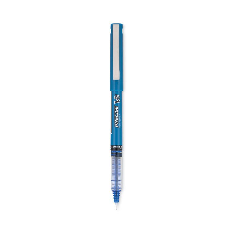 Pilot Precise V5 Rollerball Pen, Stick, Extra-Fine 0.5 mm, Blue Ink, Blue/Clear Barrel, Dozen (PIL35335)