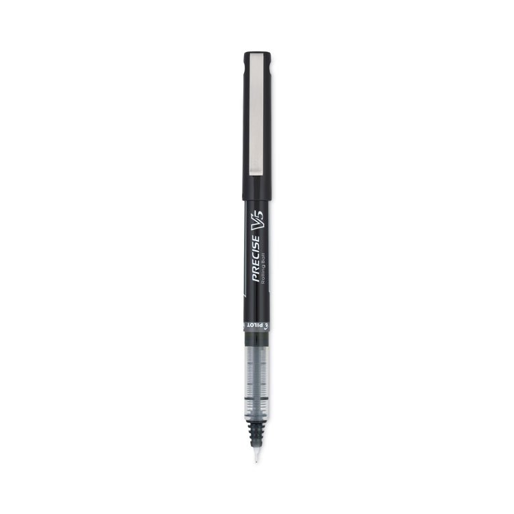 Pilot Precise V5 Rollerball Pen, Stick, Extra-Fine 0.5 mm, Black Ink, Black/Clear Barrel, Dozen (PIL35334)