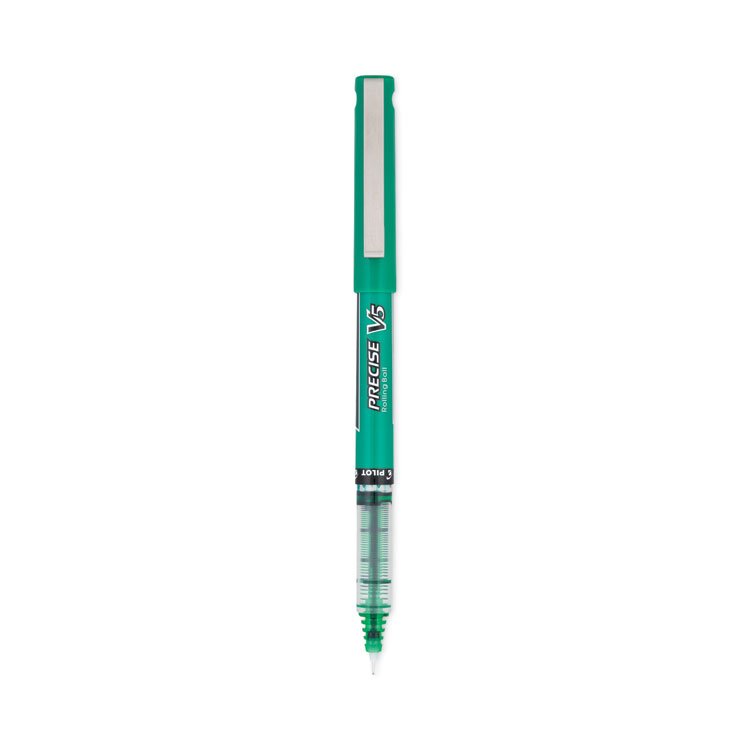 Pilot Precise V5 Rollerball Pen, Stick, Extra-Fine 0.5 mm, Green Ink, Green/Clear Barrel, Dozen (PIL25104)