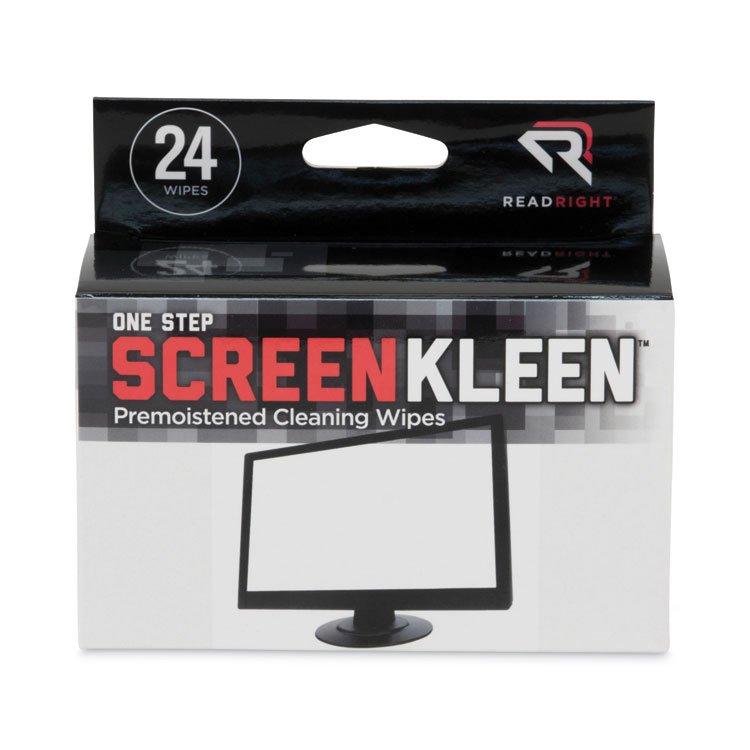 Read Right OneStep ScreenKleen Wipes, 5 x 5, Unscented, 24/Box (REARR1209)
