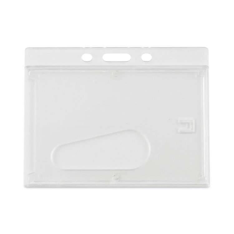 Advantus Frosted One-Card Rigid Badge Holders, Horizontal, Frosted 3.68" x 2.75" Holder, 3.38" x 2.13" Insert, 25/Box (AVT76075)