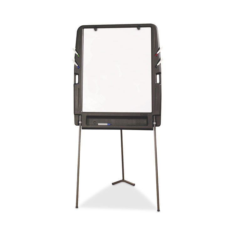 Iceberg Ingenuity Portable Flipchart Easel with Dry Erase Surface, 35" x 30", White Surface, Charcoal Gray Polyethylene Frame (ICE30227)
