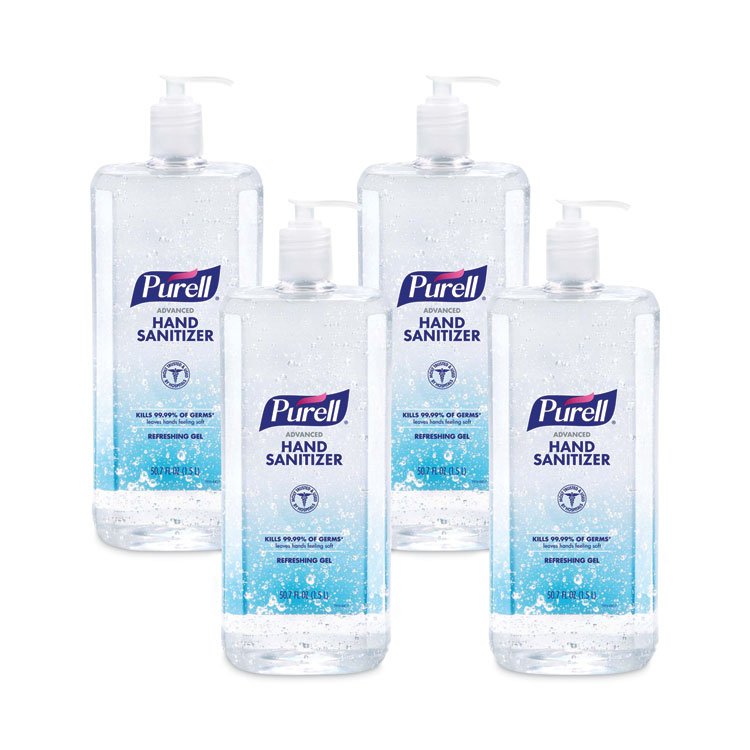 PURELL Advanced Hand Sanitizer Refreshing Gel, 1.5 L Pump Bottle, Clean Scent, 4/Carton (GOJ501504CT)
