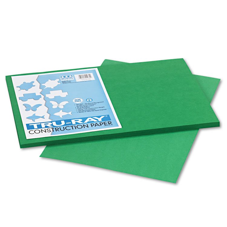 Pacon Tru-Ray Construction Paper, 76 lb Text Weight, 12 x 18, Holiday Green, 50/Pack (PAC102961)