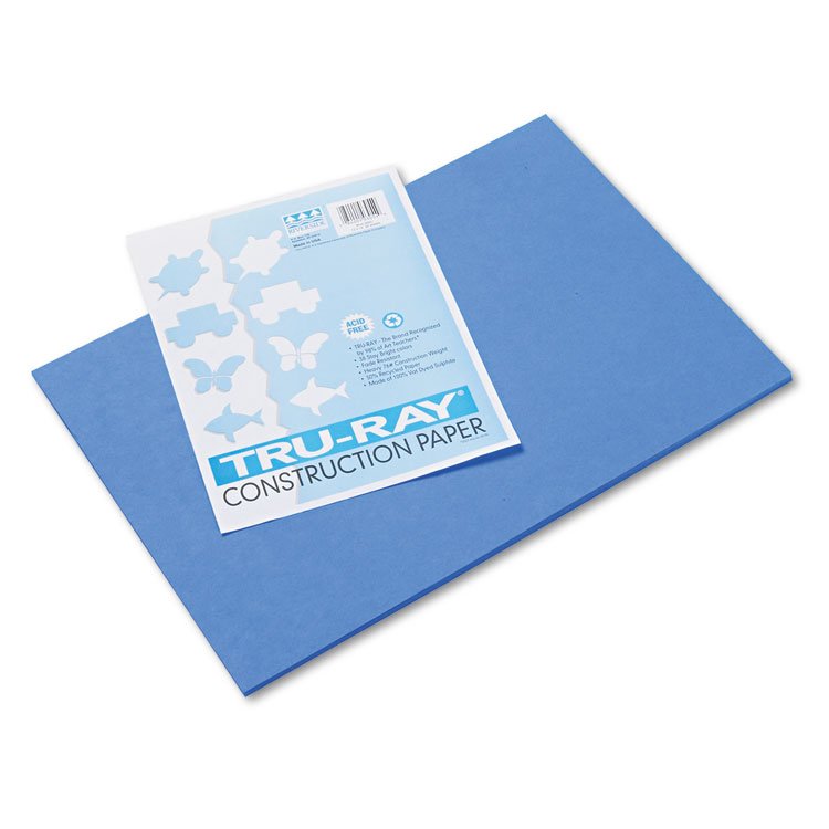 Pacon Tru-Ray Construction Paper, 76 lb Text Weight, 12 x 18, Blue, 50/Pack (PAC103054)