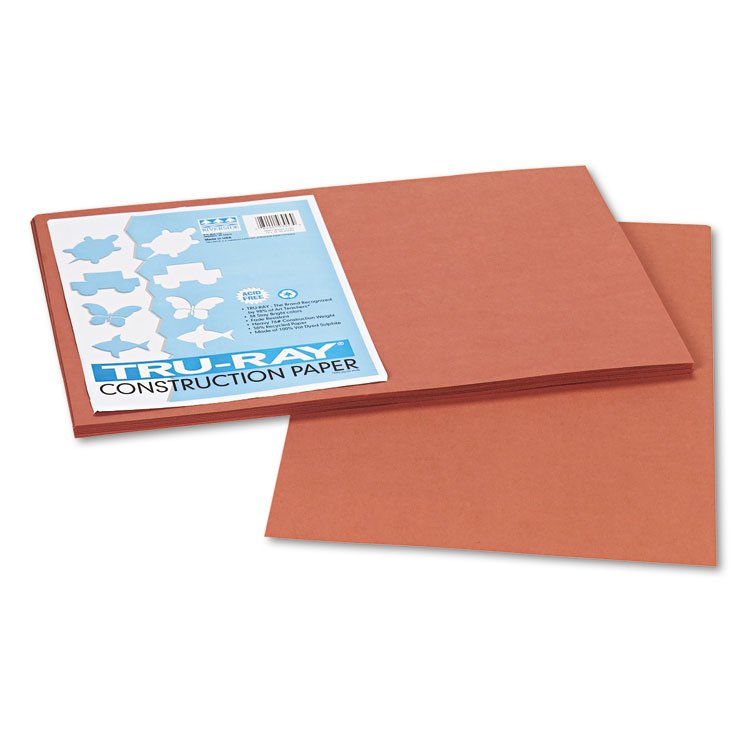 Pacon Tru-Ray Construction Paper, 76 lb Text Weight, 12 x 18, Warm Brown, 50/Pack (PAC103057)