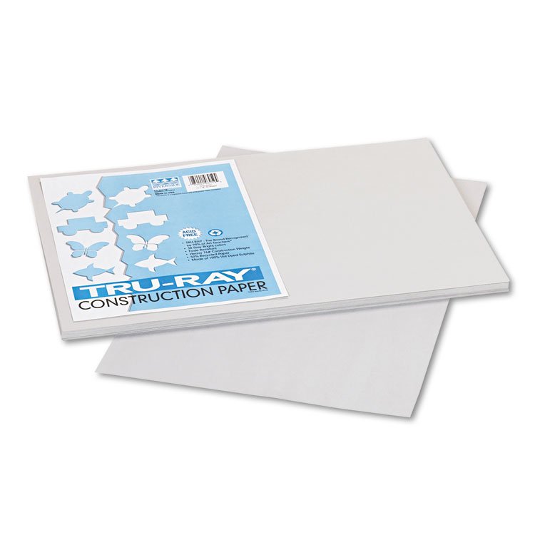 Pacon Tru-Ray Construction Paper, 76 lb Text Weight, 12 x 18, Gray, 50/Pack (PAC103059)