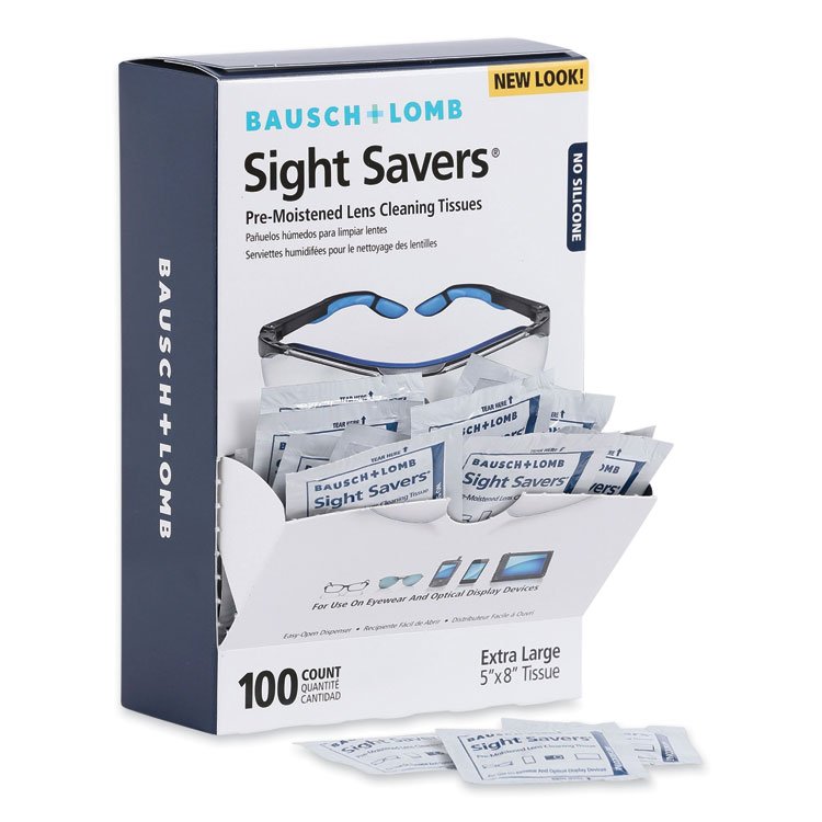 Bausch & Lomb Sight Savers Premoistened Lens Cleaning Tissues, 8 x 5, 100/Box (BAL8574GM)