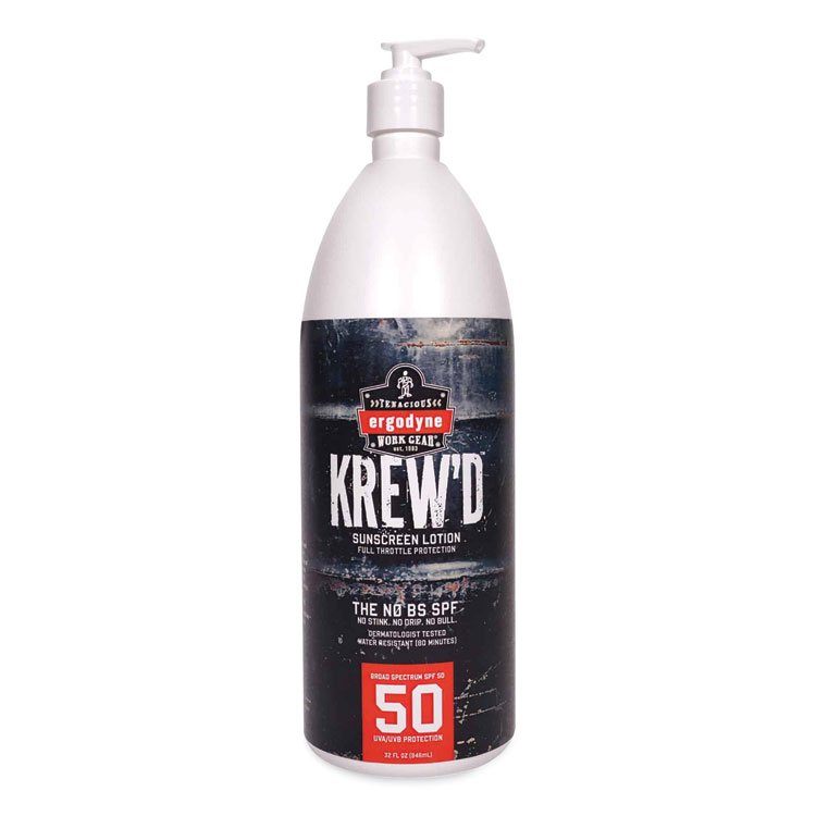 ergodyne Krewd 6355 SPF 50 Sunscreen Lotion, 32 oz Pump Bottle (EGO16635)