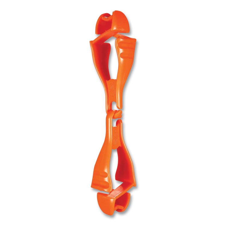 ergodyne Squids 3400 Glove Clip Holder with Dual Clips, 1 x 1 x 6.5, Acetal Copolymer, Orange, 100/Carton (EGO19718BULK)