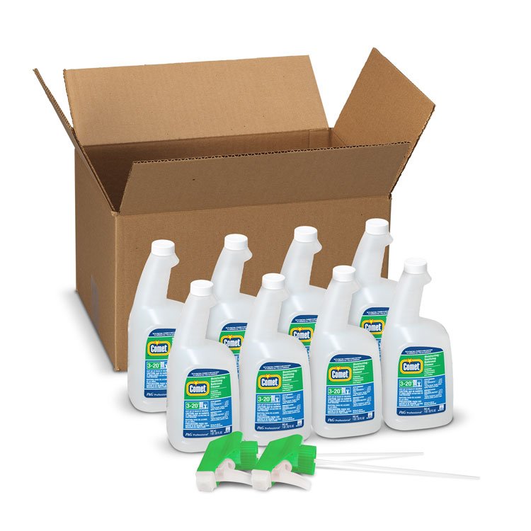 Comet Disinfecting-Sanitizing Bathroom Cleaner, 32 oz Bottles, 8 Bottles and 2 Trigger Sprayers/Carton (PGC22569CT)