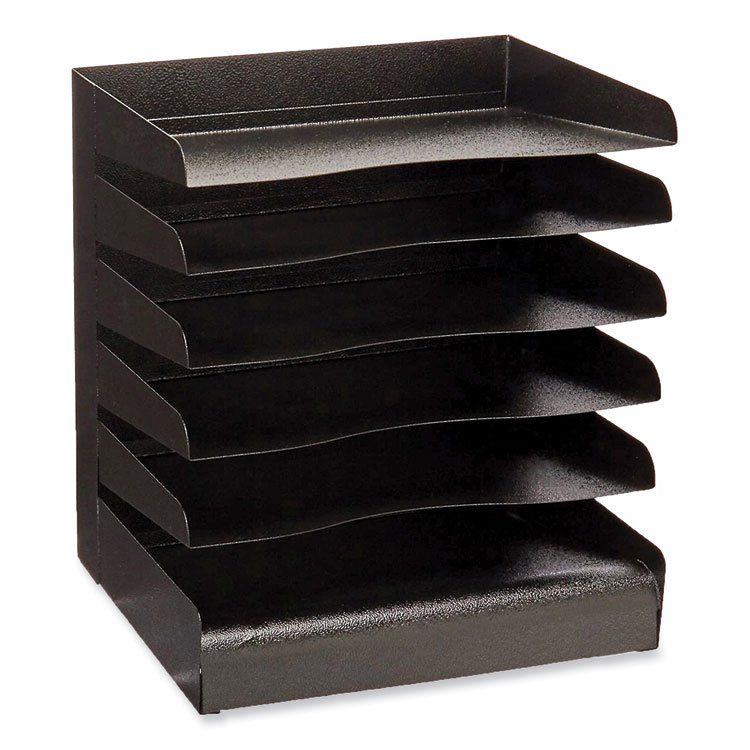 Safco Steel Six-Shelf Desk Tray Sorter, Six Sections, Letter Size Files, 12 x 9.5 x 13.5, Black (SAF3128BL)