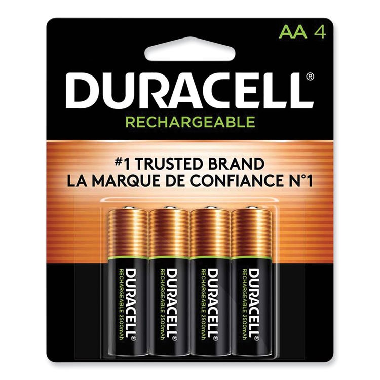 Duracell Rechargeable StayCharged NiMH Batteries, AA, 4/Pack (DURNLAA4BCD)