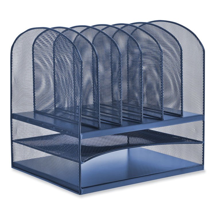 Safco Onyx Desk Organizer with Two Horizontal and Six Upright Sections, Letter Size Files, 13.25 x 11.5 x 13, Blue (SAF3255BU)