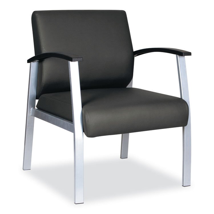 Alera Alera metaLounge Series Mid-Back Guest Chair, 24.6" x 26.96" x 33.46", Black Seat, Black Back, Silver Base (ALEML2319)