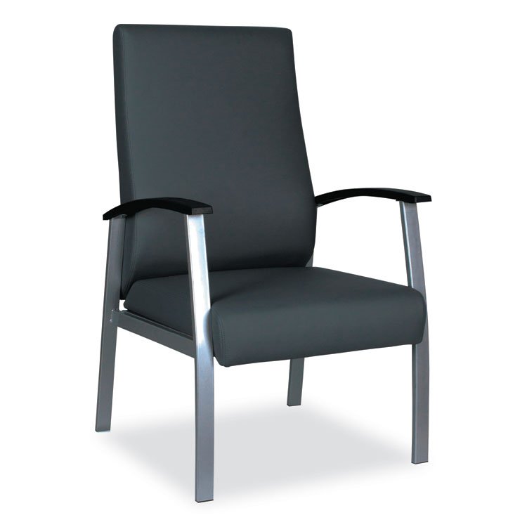 Alera Alera metaLounge Series High-Back Guest Chair, 24.6" x 26.96" x 42.91", Black Seat, Black Back, Silver Base (ALEML2419)