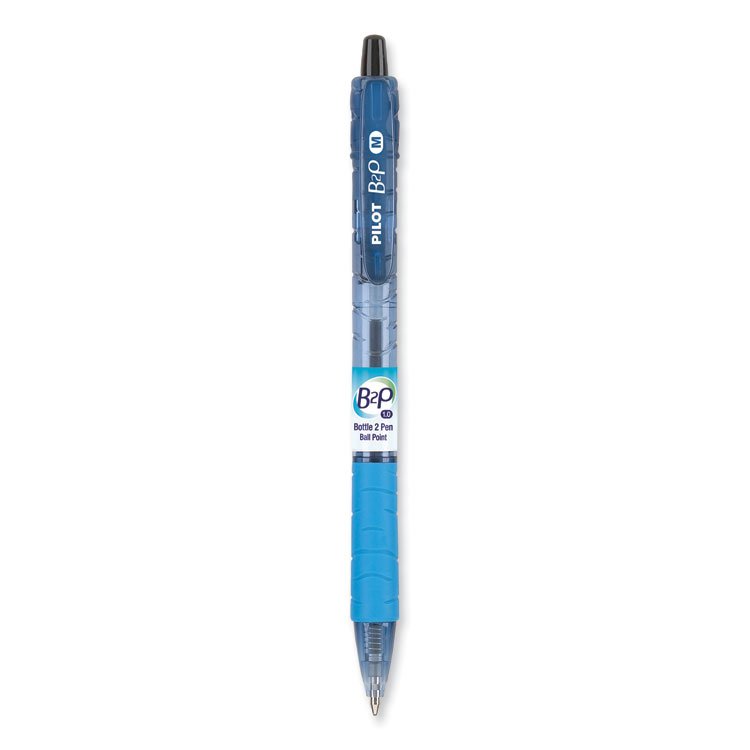 Pilot B2P Bottle-2-Pen Recycled Ballpoint Pen, Retractable, Medium 1 mm, Black Ink, Translucent Blue Barrel, Dozen (PIL32800)