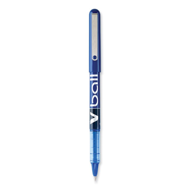 Pilot VBall Liquid Ink Rollerball Pen, Stick, Extra-Fine 0.5 mm, Blue Ink, Blue/Clear Barrel, Dozen (PIL35201)