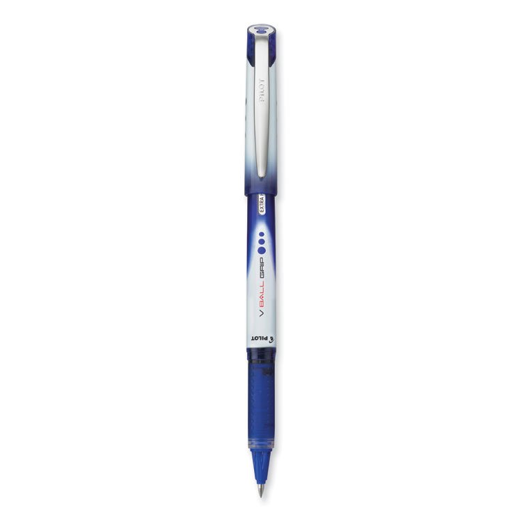 Pilot VBall Grip Liquid Ink Rollerball Pen, Stick, Extra-Fine 0.5 mm, Blue Ink, Blue/White Barrel, Dozen (PIL35471)