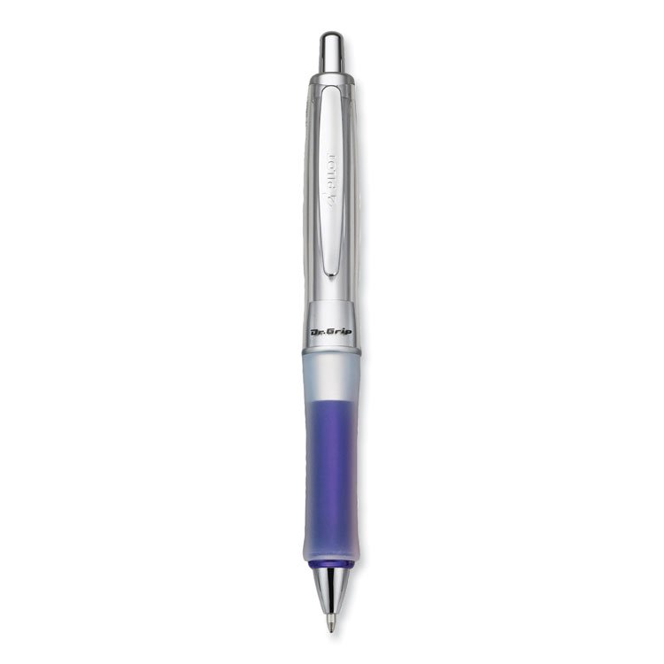 Pilot Dr. Grip Center of Gravity Ballpoint Pen, Retractable, Medium 1 mm, Black Ink, Silver/Navy Barrel (PIL36181)
