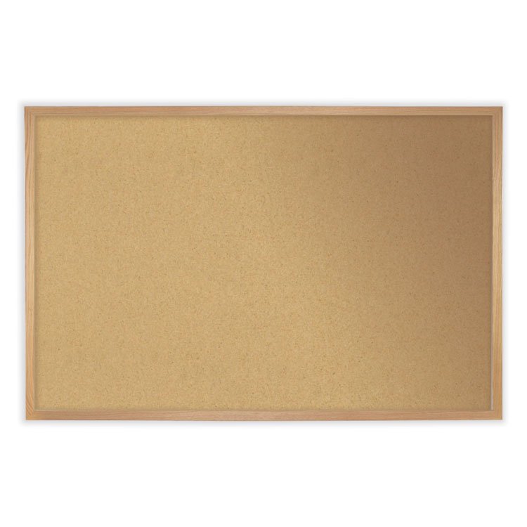 Ghent Natural Cork Bulletin Board with Wood Frame, 60.5" x 48.5", Tan Surface, Oak Finished Wood Frame (GHEWK45)