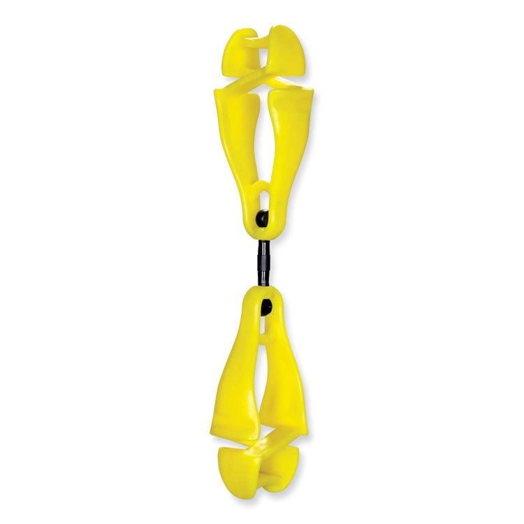 ergodyne Squids 3420 Dual Clip Swivel Glove Clip Holder, 1 x 0.6 x 5.5, Acetal Copolymer, Lime, 100/Pack (EGO19519BULK)