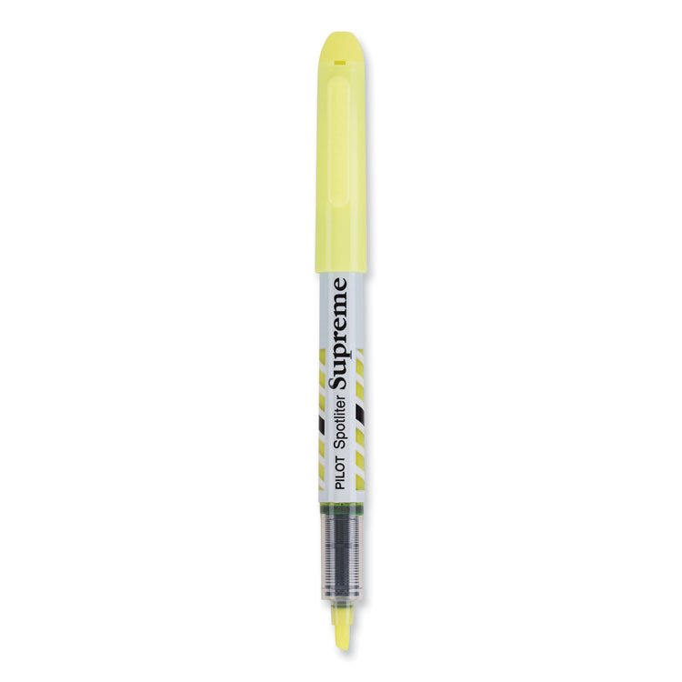 Pilot Spotliter Supreme Highlighter, Fluorescent Yellow Ink, Chisel Tip, Yellow/White Barrel, Dozen (PIL16008)