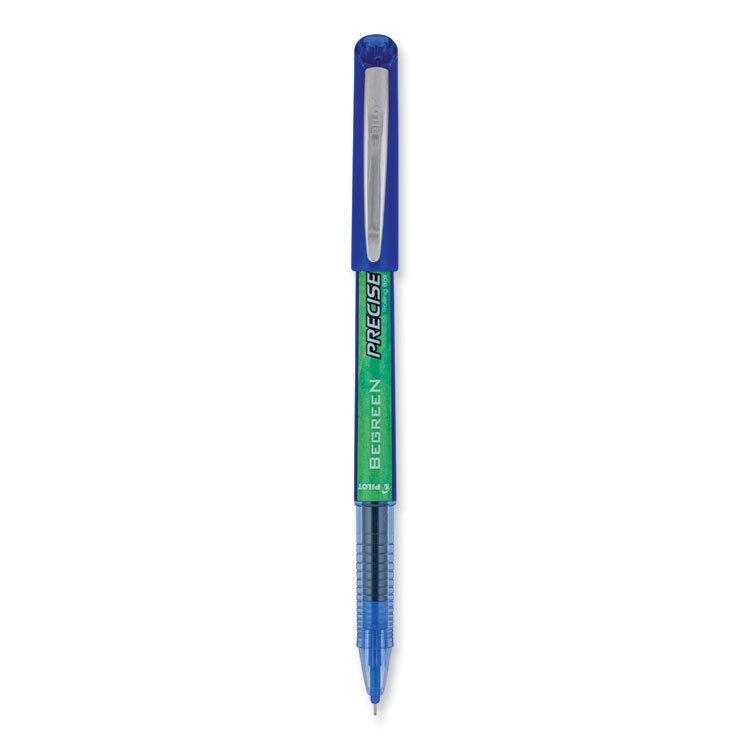 Pilot Precise V5 BeGreen Rollerball Pen, Stick, Extra-Fine 0.5 mm, Blue Ink, Blue Barrel, Dozen (PIL26301)