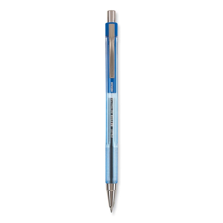 Pilot Better Ballpoint Pen, Retractable, Medium 1 mm, Blue Ink, Translucent Blue Barrel, Dozen (PIL30006)