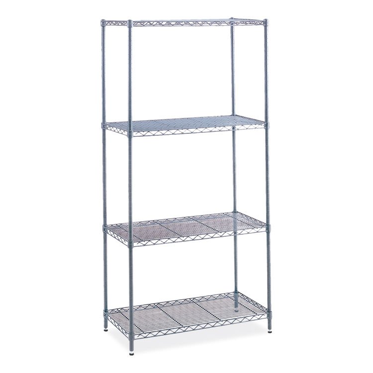 Safco Industrial Wire Shelving, Four-Shelf, 36w x 24d x 72h, Metallic Gray (SAF5288GR)