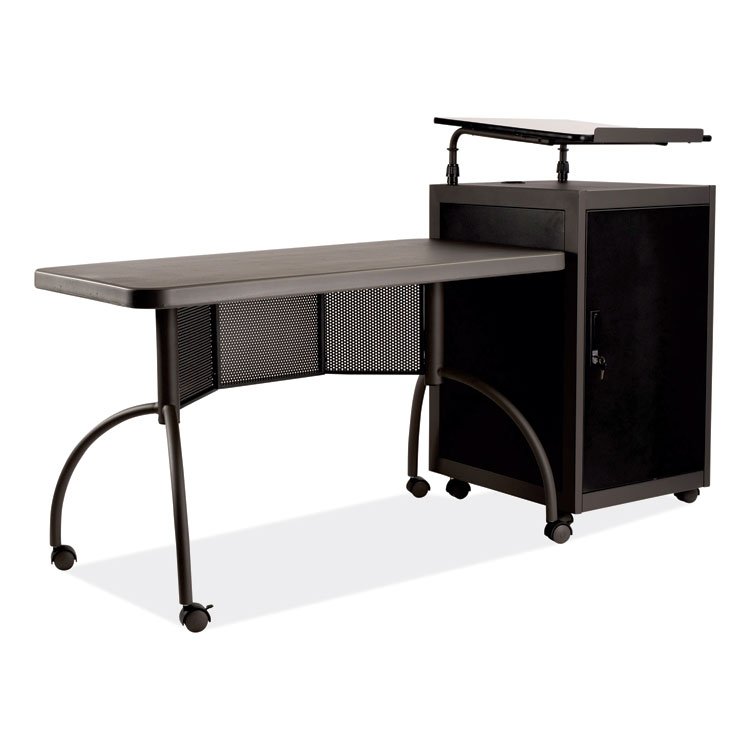 Oklahoma Sound Teacher's WorkPod Desk and Lectern Kit, 68" x 24" x 41", Charcoal Gray (NPSTWP)