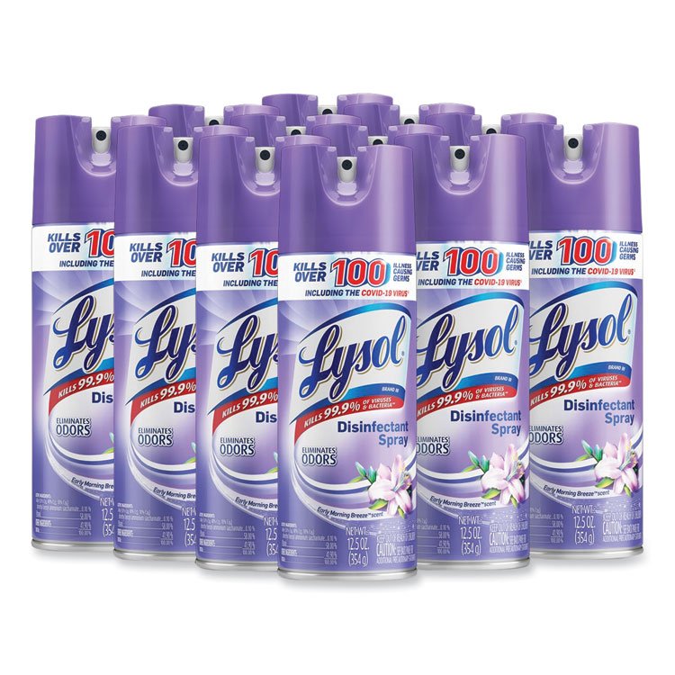 LYSOL Brand Disinfectant Spray, Early Morning Breeze, 12.5 oz Aerosol Spray, 12/Carton (RAC80833)