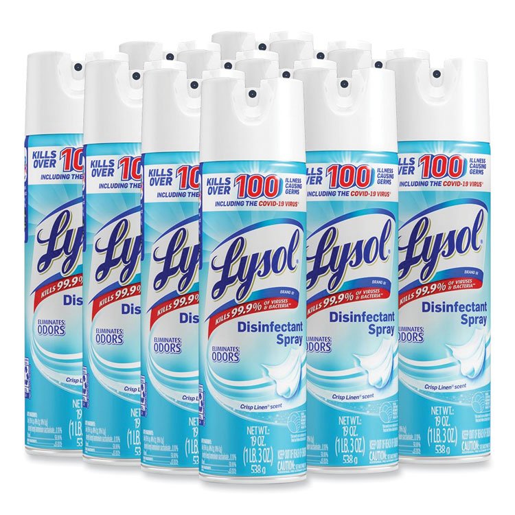 LYSOL Brand Disinfectant Spray, Crisp Linen, 19 oz Aerosol Spray, 12/Carton (RAC79329CT)