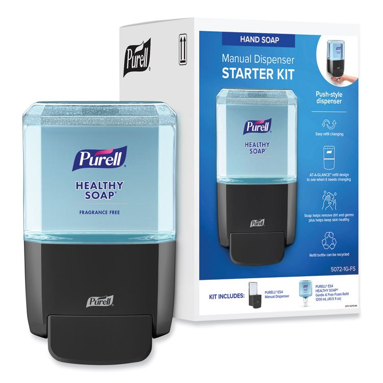 PURELL HEALTHY SOAP Gentle and Free Foam ES4 Starter Kit, 1,200 mL, Graphite (GOJ50721GFS)