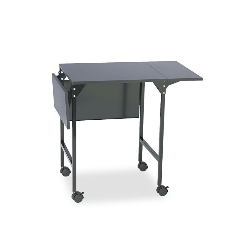 Safco Mobile Machine Stand with Drop Leaves, Metal, 1 Shelf, 20" to 36" x 18" x 26.75", Black (SAF1876BL)