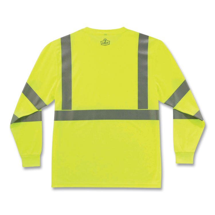 ergodyne GloWear 8391 Class 3 Hi-Vis Long Sleeve Shirt, Polyester, Lime, Large (EGO21704)