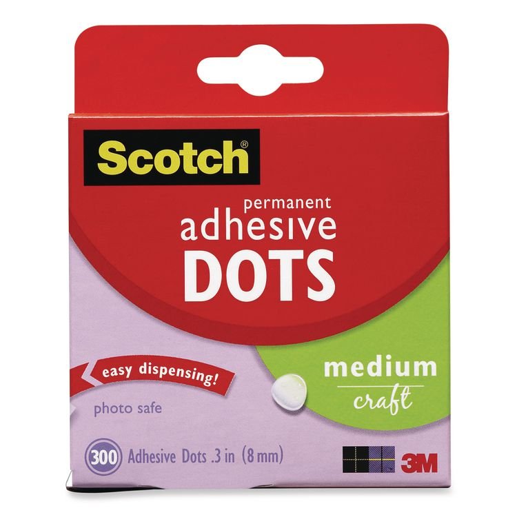 Scotch Mounting Adhesive Dots, 0.3" dia, Transparent, 300/Pack (MMM70005077485)