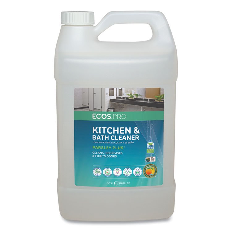 ECOS PRO Parsley Plus All-Purpose Kitchen and Bathroom Cleaner, Herbal Scent, 1 gal Bottle (EOPPL974604EA)