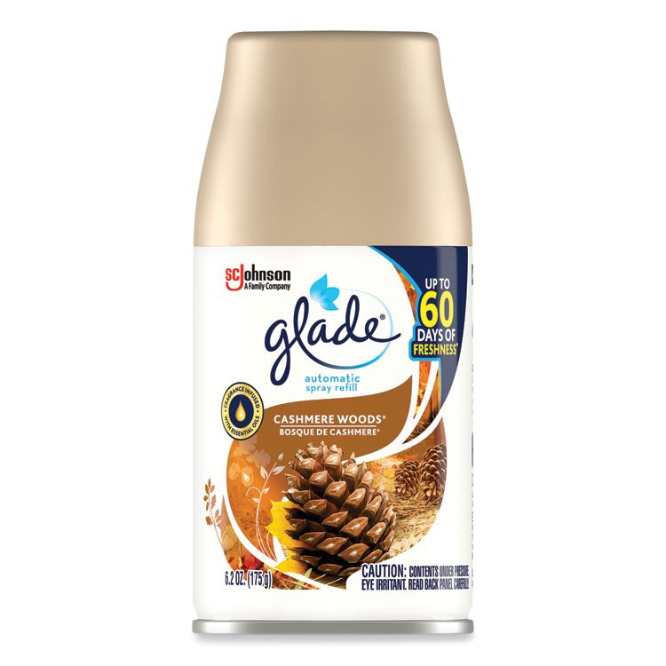Glade Automatic Air Freshener, Cashmere Woods, 6.2 oz, 4/Carton (SJN344757)