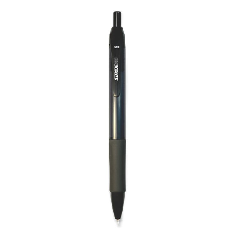Stride StrideRio Gel Pen, Retractable, Medium 0.7 mm, Black Ink, Translucent Black Barrel, 12/Box (STW52001)