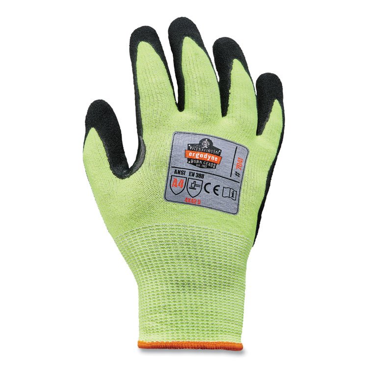 ergodyne ProFlex 7041-CASE ANSI A4 Nitrile Coated CR Gloves, EN388: 4X42D, 10" Long, Small, Lime, 144 Pairs/Carton (EGO17822)