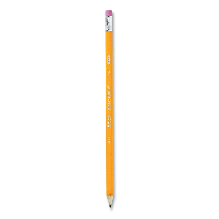 Dixon Oriole Presharpened Pencils, HB (#2), Black Lead, Yellow Barrel, Dozen (DIX12886)