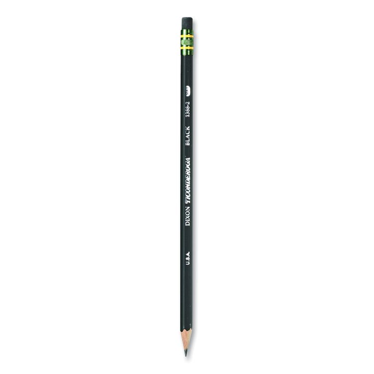 Ticonderoga Pencils, HB (#2), Black Lead, Black Barrel, Dozen (DIX13953)
